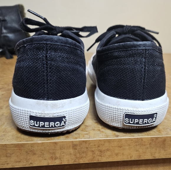 Superga Cotu Classic Sneakers Platform Cotron Canvas Black and White - Picture 5 of 11